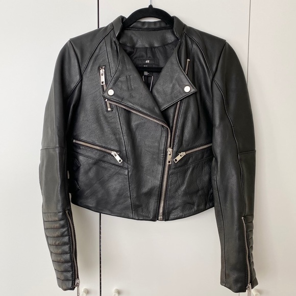 NWT H&M Premium Genuine Real Leather Jacket - Picture 3 of 16